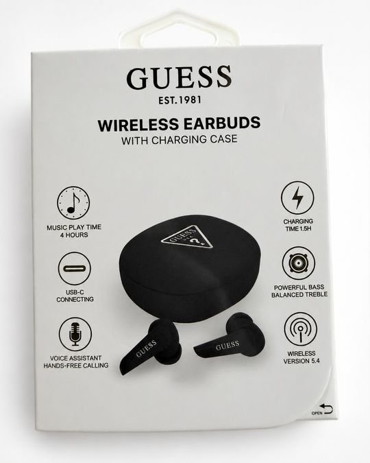 Audífonos Guess Wireless Earbuds con Estuche de Carga – Negro