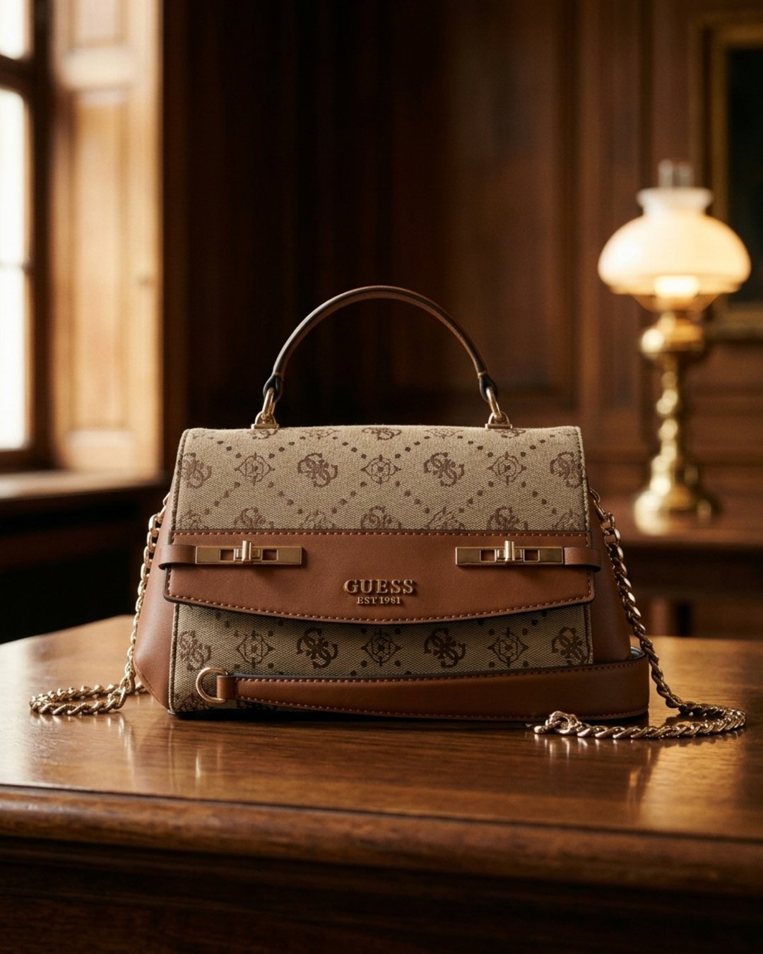 Cartera Guess Marrón Monogram Crossbody
