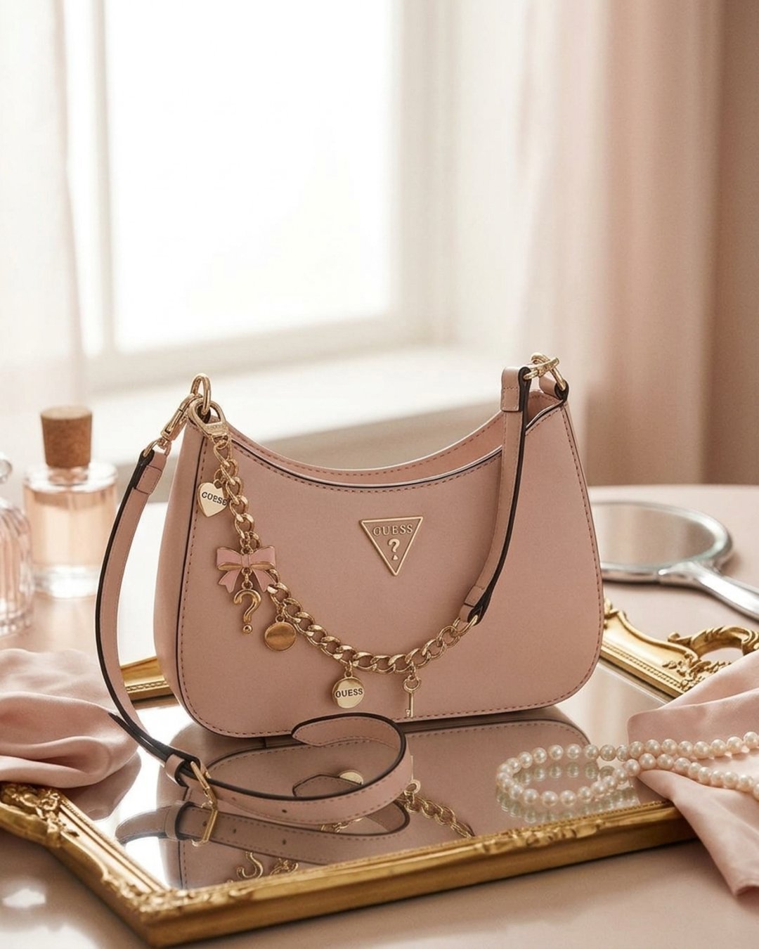 Cartera Guess Rosa Shoulder Bag con Cadena