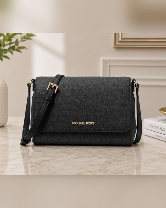 Cartera Michael Kors Negra Monogram Crossbody